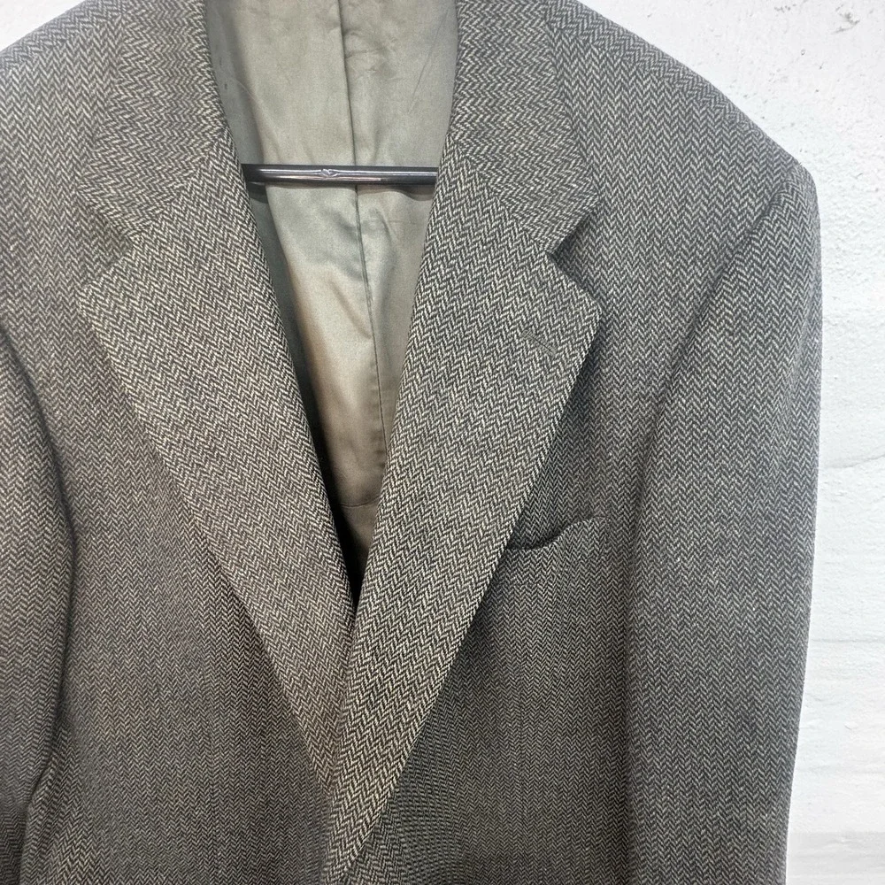 Brooks Brothers Vintage Green Herringbone Tweed Sports Coat 44LG USA MADE Wool